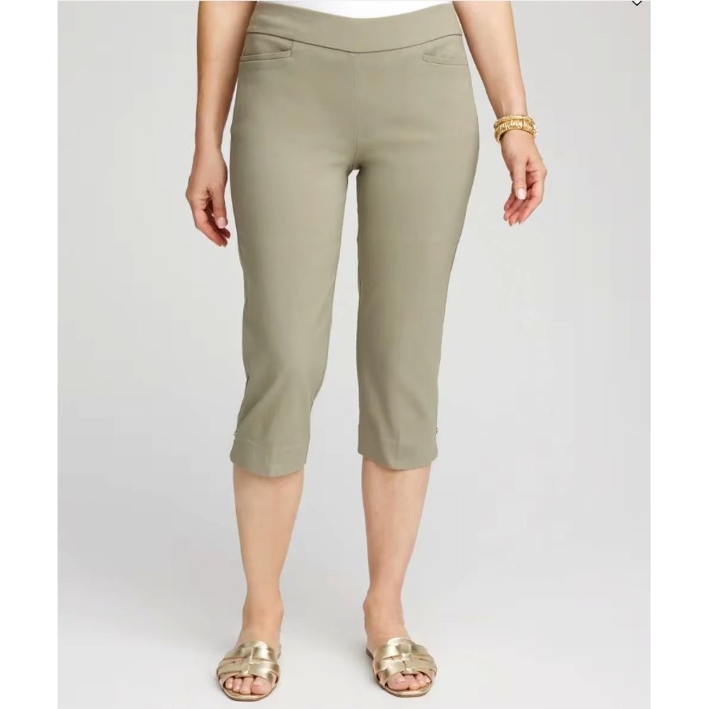 Chico's Brigitte Slim Leg Capri Pants Green Size 00 US 2 So Slimming Pull On